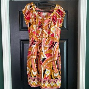 Eci New York silk vintage print dress, size 4